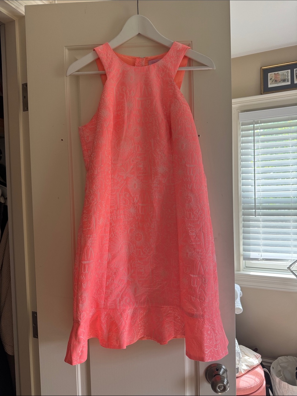 Lilly Pulitzer Neon Coral Textured Sleeveless A-Line Dress